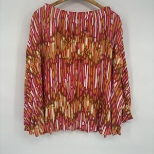Bob Mackie Wearable Art Womens Flared Sleeve Cape Inspired Top L Colorful Pleats